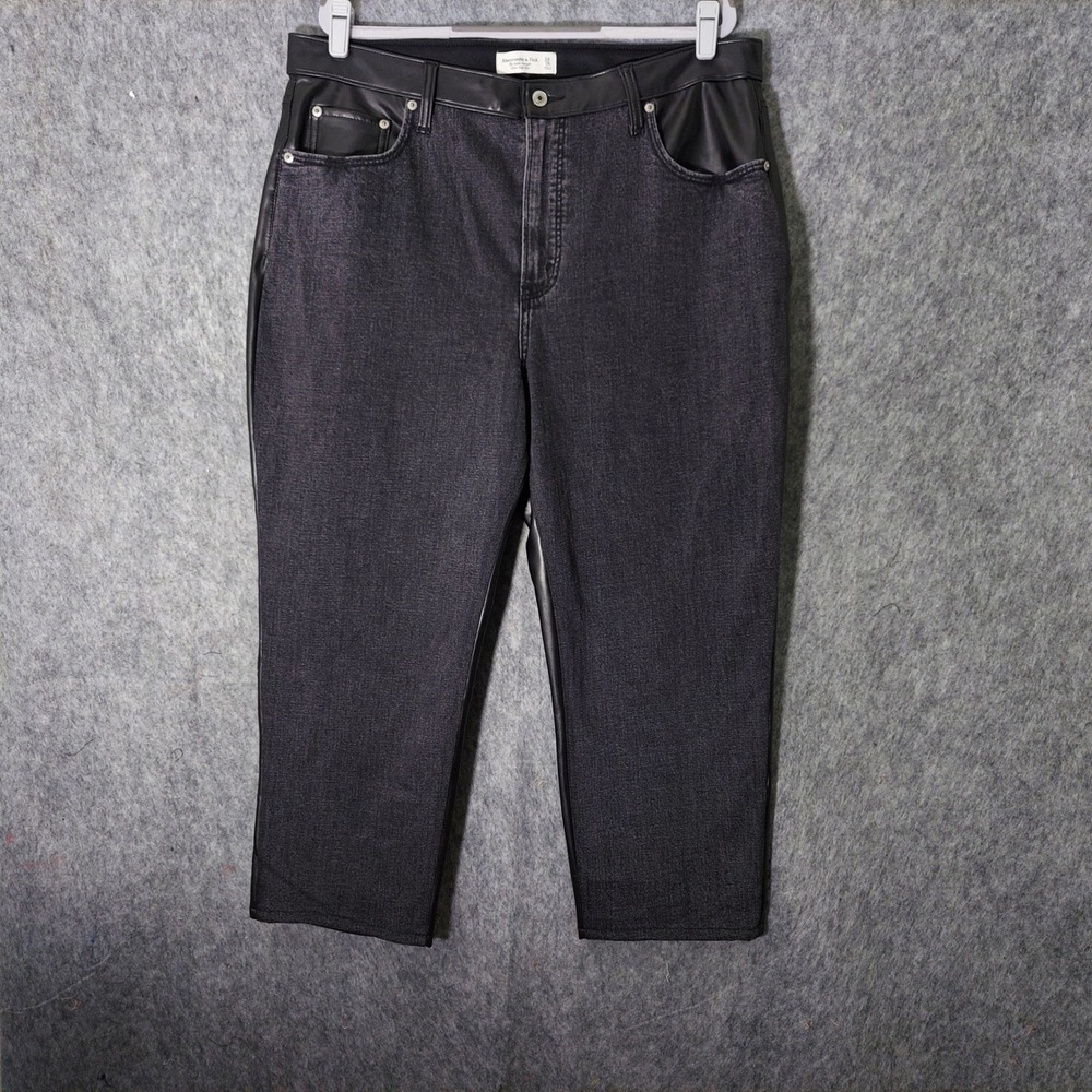 Abercrombie Fitch Women Jeans 34 18S Curve Ankle Straight High Rise Faux Leather